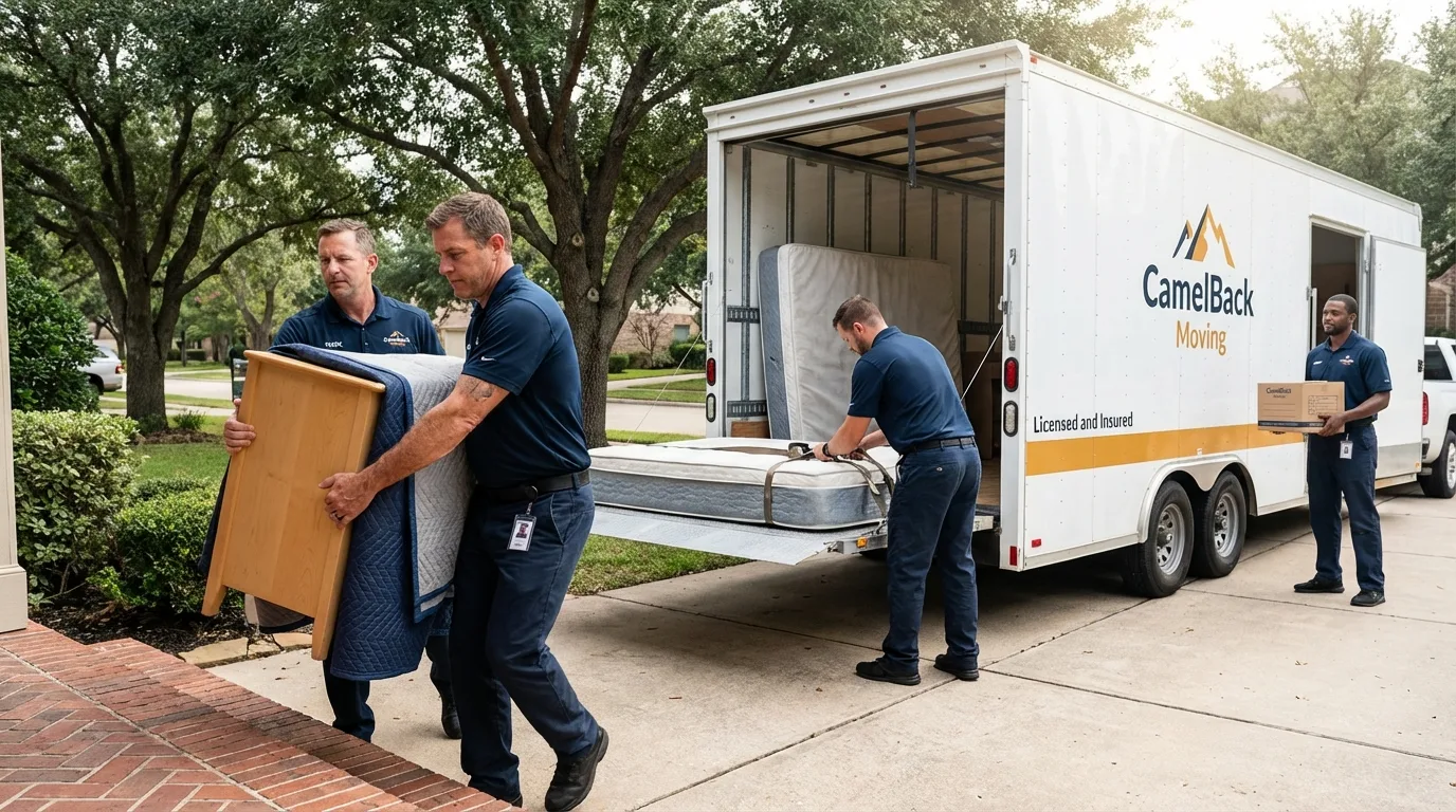 Crew loading residential truck for cross-state move from Winchester, VA