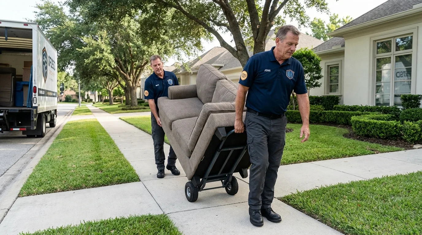 Local residential moving crew loading furniture in Winchester, VA